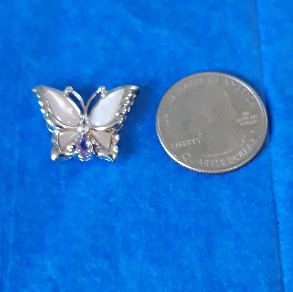 ❤❤ 925 SILVER BUTTERFLY MATHER PEARL - Picture 3 of 6